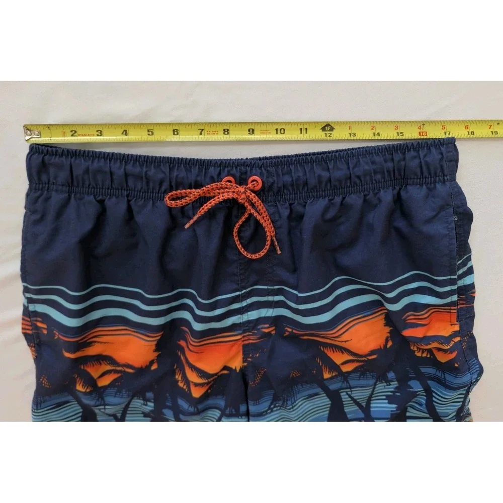 Rokka & Rolla Men's Swim Trunks Size Large Sunset Tropical Palm Tree Board Short